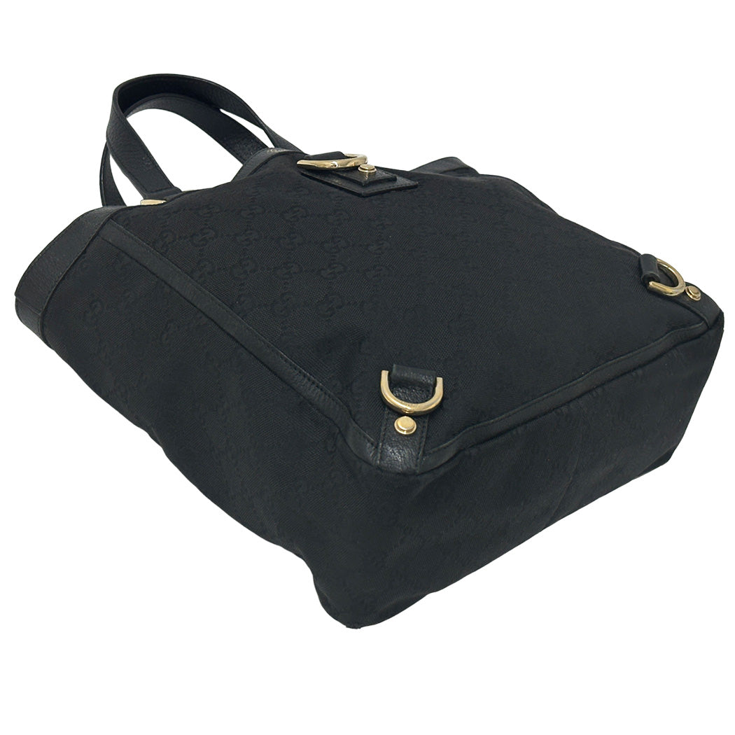GUCCI グッチ ハンドバッグ GGキャンバス ブラック ゴールド金具 130739 レディース 【中古】
