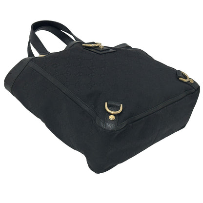 GUCCI グッチ ハンドバッグ GGキャンバス ブラック ゴールド金具 130739 レディース 【中古】