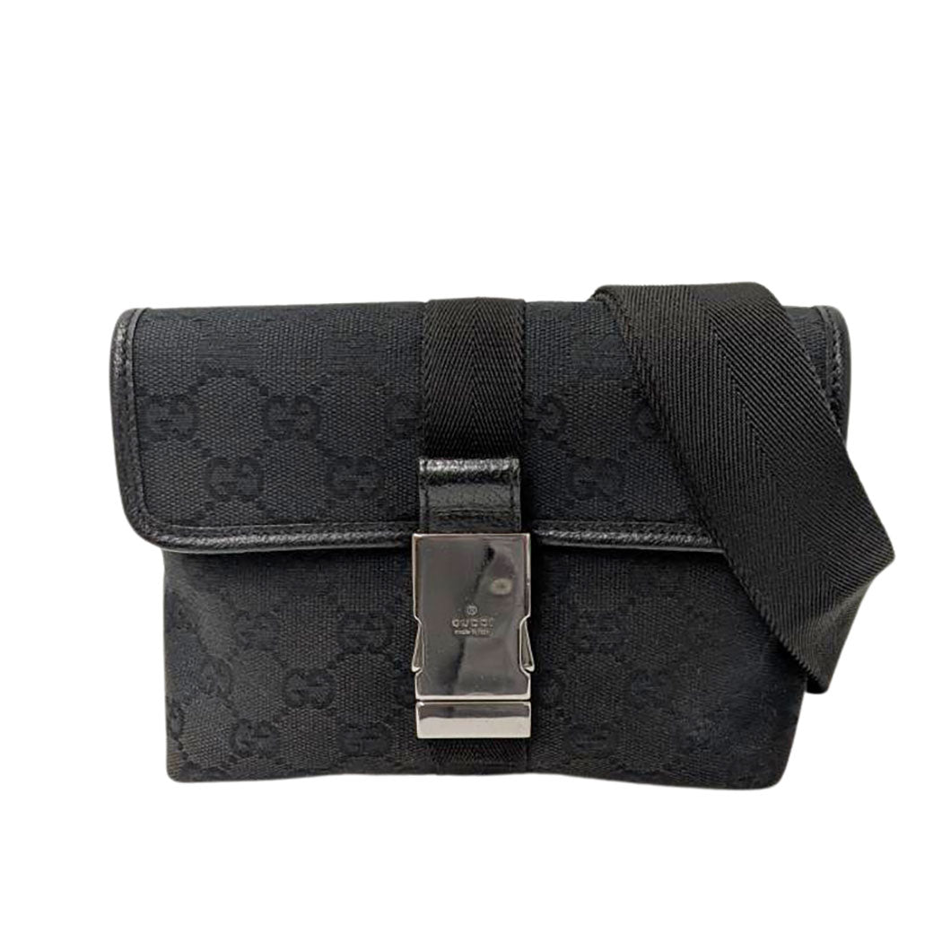 GUCCI グッチ ボディ・ウエストバッグ ブラック 131236 GGキャンバス レディース メンズ 【中古】