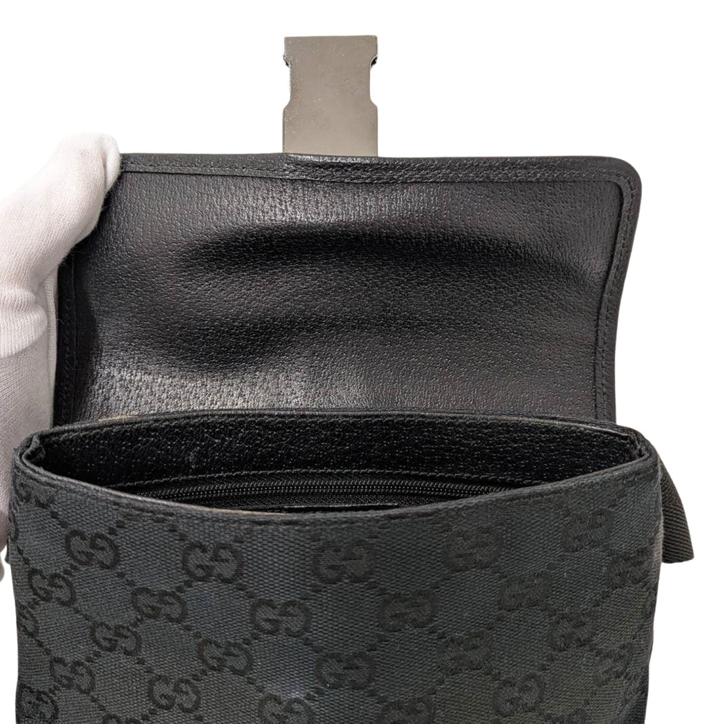 GUCCI グッチ ボディ・ウエストバッグ ブラック 131236 GGキャンバス レディース メンズ 【中古】