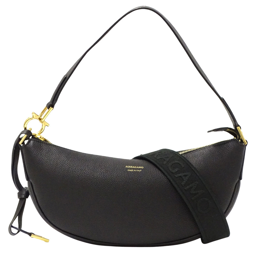 Ferragamo フェラガモ 2wayバッグ ガンチーニ ブラック レザー レディース 【中古】