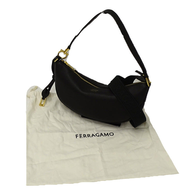 Ferragamo フェラガモ 2wayバッグ ガンチーニ ブラック レザー レディース 【中古】