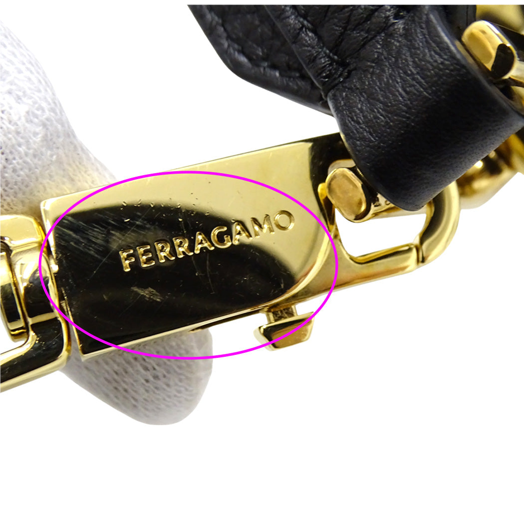 Ferragamo フェラガモ 2wayバッグ ガンチーニ ブラック レザー レディース 【中古】