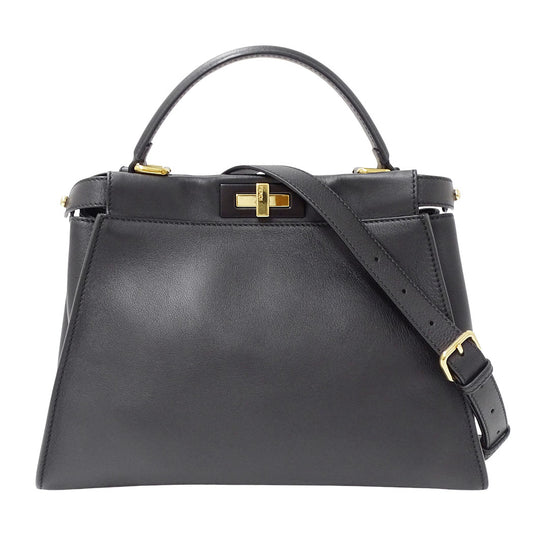 FENDI フェンディ ピーカブー レギュラー 2wayバッグ ブラック レザー レディース 【中古】