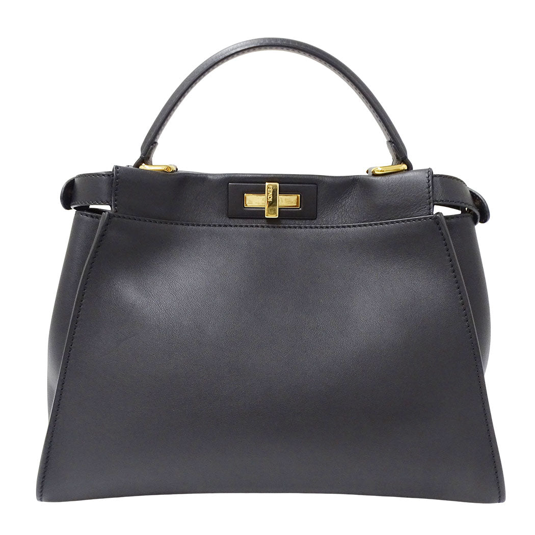 FENDI フェンディ ピーカブー レギュラー 2wayバッグ ブラック レザー レディース 【中古】