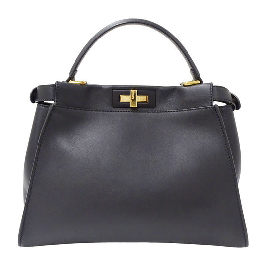 FENDI フェンディ ピーカブー レギュラー 2wayバッグ ブラック レザー レディース 【中古】