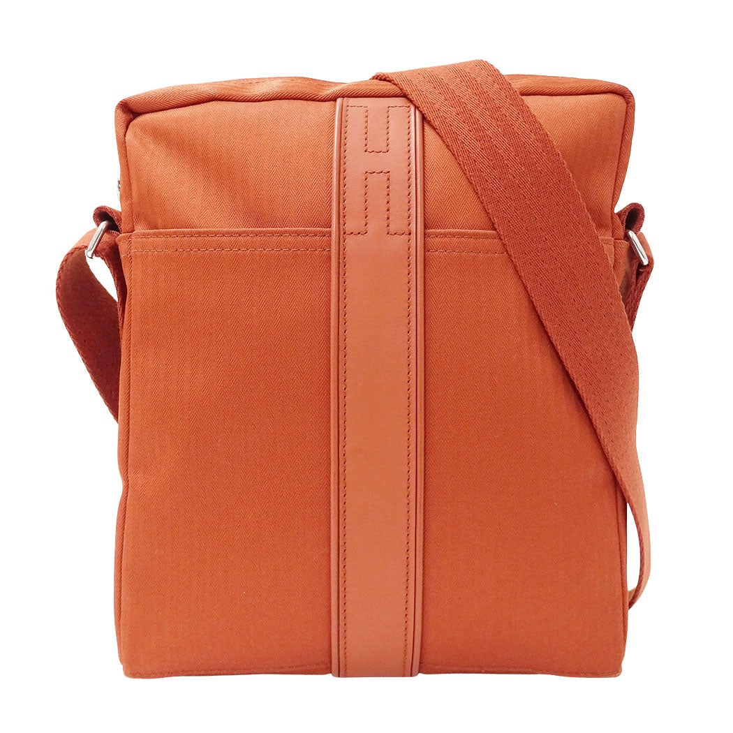 HERMES エルメス アカプルコ バンドリエールMM ショルダーバッグ トワルシェブロン シルバー金具 キャンバス レディース 【中古】