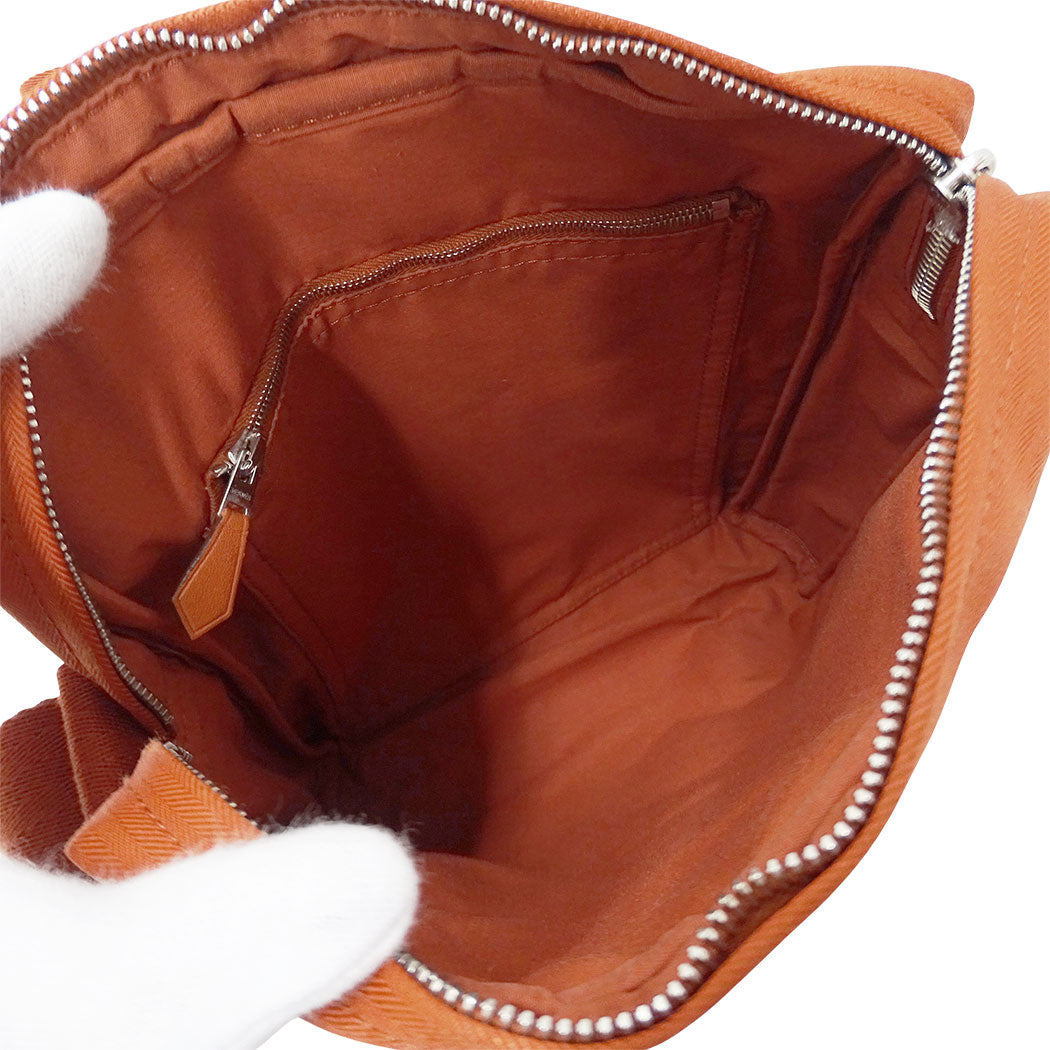 HERMES エルメス アカプルコ バンドリエールMM ショルダーバッグ トワルシェブロン シルバー金具 キャンバス レディース 【中古】