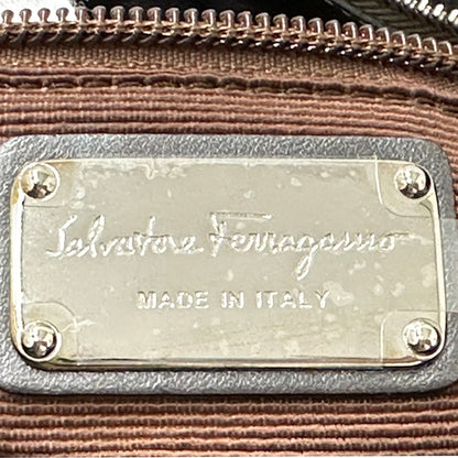 Ferragamo フェラガモ トートバッグ ダブルガンチーニ メタリックブラウン ゴールド パテントレザー レディース 【中古】