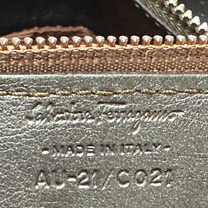 Ferragamo フェラガモ トートバッグ ダブルガンチーニ メタリックブラウン ゴールド パテントレザー レディース 【中古】