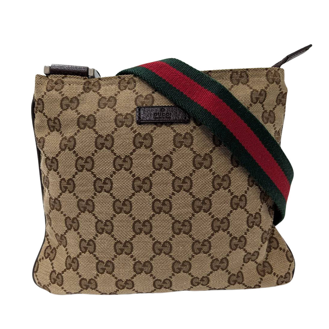 GUCCI グッチ ショルダーバッグ ベージュ ブラウン 146309 GGキャンバス メンズ 【中古】