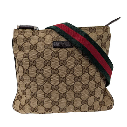 GUCCI グッチ ショルダーバッグ ベージュ ブラウン 146309 GGキャンバス メンズ 【中古】