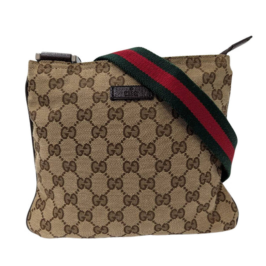 GUCCI グッチ ショルダーバッグ ベージュ ブラウン 146309 GGキャンバス メンズ 【中古】