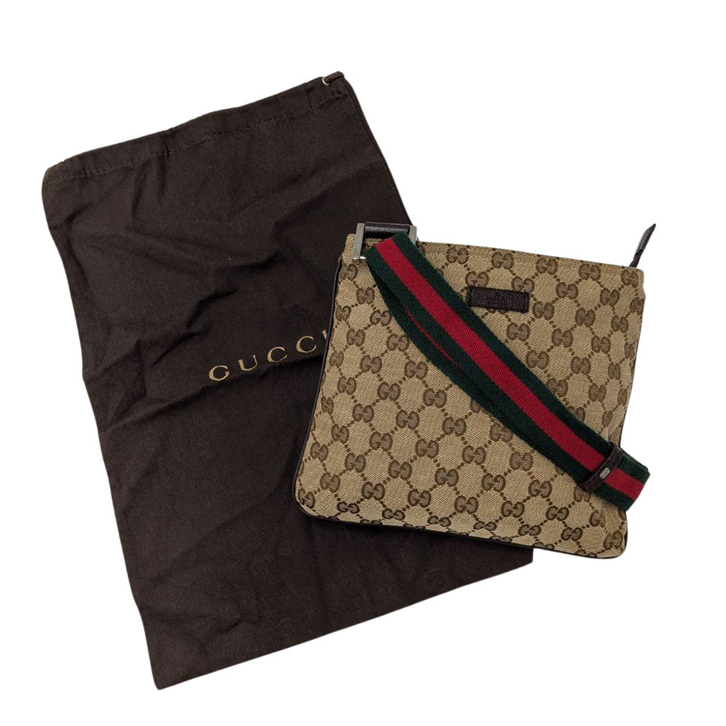 GUCCI グッチ ショルダーバッグ ベージュ ブラウン 146309 GGキャンバス メンズ 【中古】