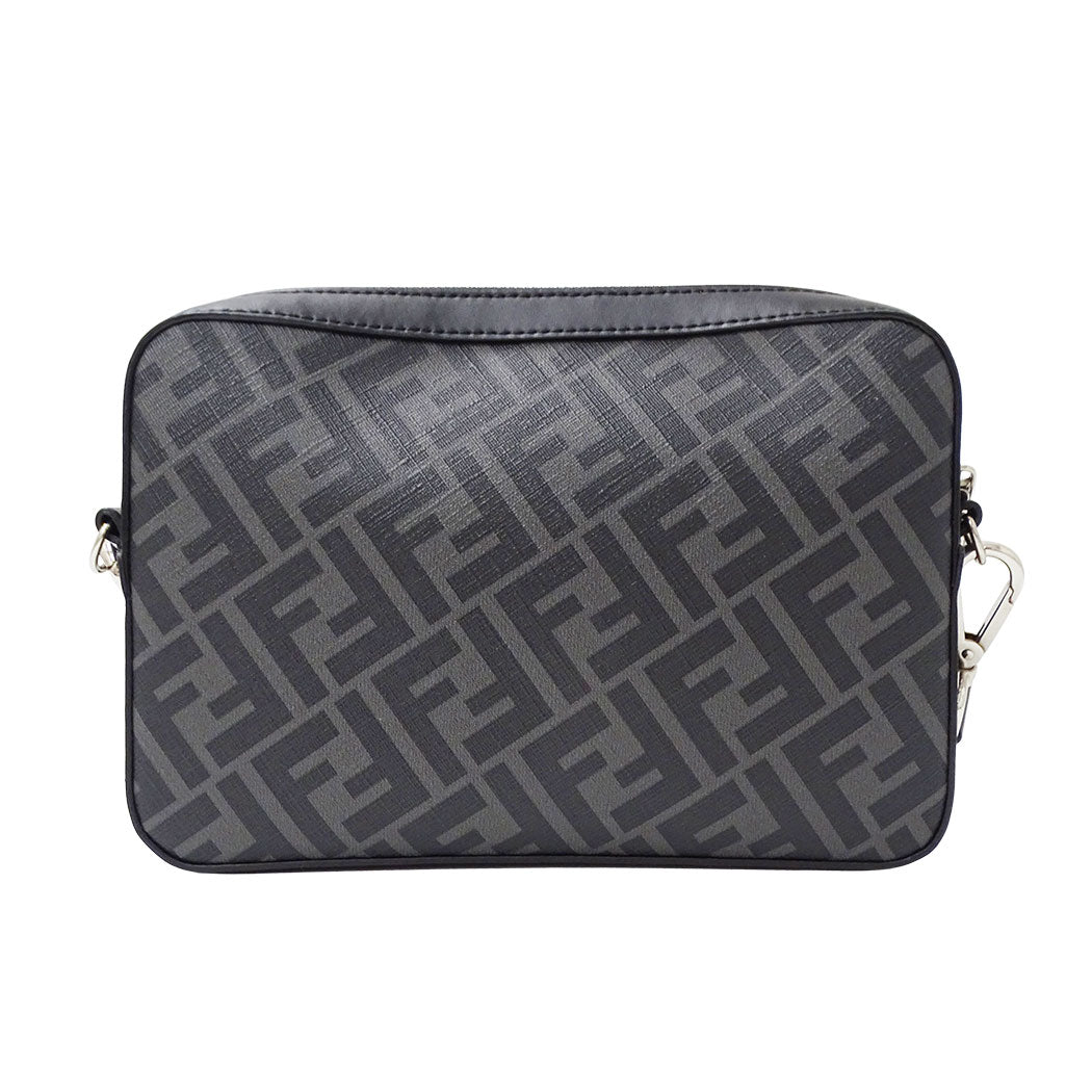 FENDI フェンディ ダイアゴナル カメラケース ショルダーバッグ ブラック イエロー 7M0286 レザー メンズ 【中古】