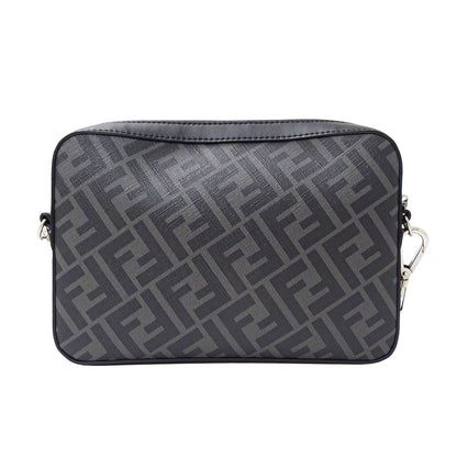 FENDI フェンディ ダイアゴナル カメラケース ショルダーバッグ ブラック イエロー 7M0286 レザー メンズ 【中古】