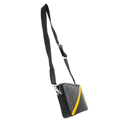 FENDI フェンディ ダイアゴナル カメラケース ショルダーバッグ ブラック イエロー 7M0286 レザー メンズ 【中古】