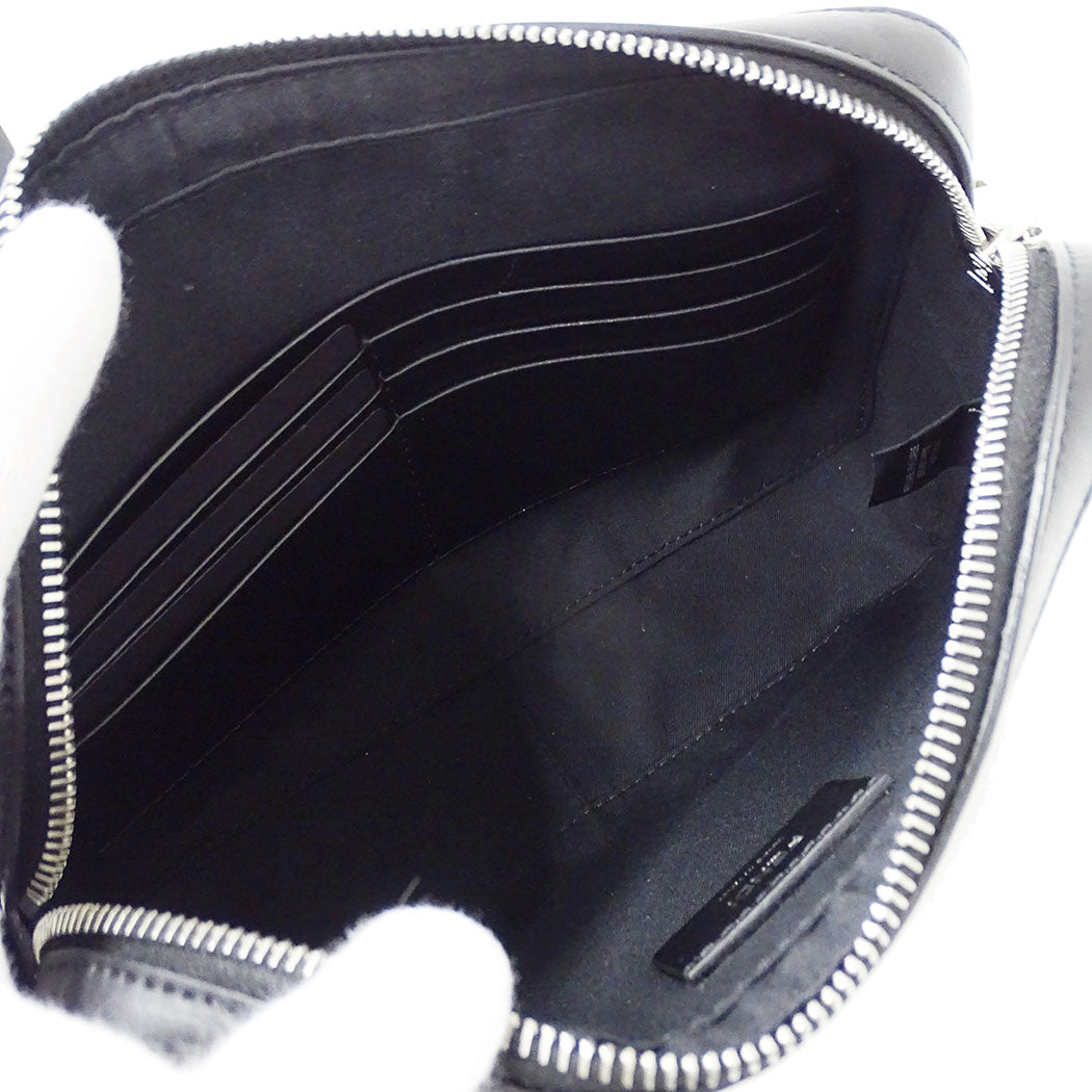 FENDI フェンディ ダイアゴナル カメラケース ショルダーバッグ ブラック イエロー 7M0286 レザー メンズ 【中古】