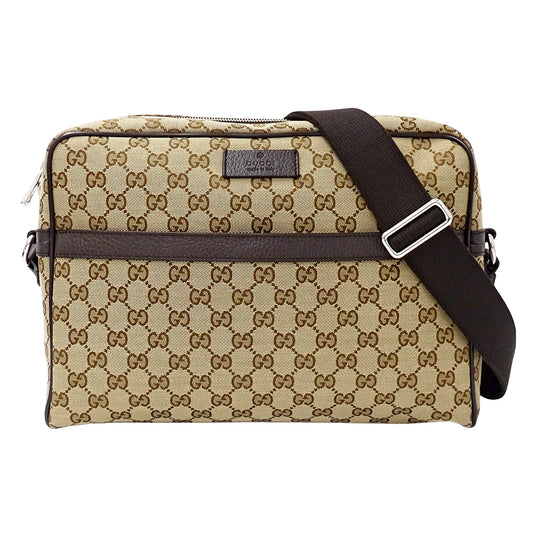 GUCCI グッチ ショルダーバッグ ベージュ ブラウン 449173 GGキャンバス メンズ 【中古】