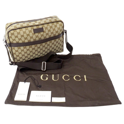 GUCCI グッチ ショルダーバッグ ベージュ ブラウン 449173 GGキャンバス メンズ 【中古】