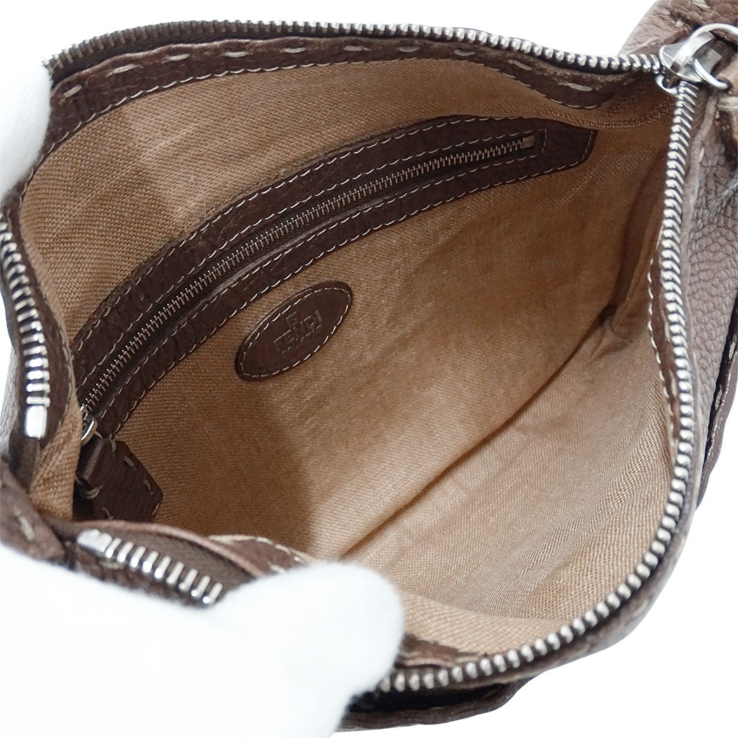 FENDI フェンディ ショルダーバッグ セレリア ブラウン レザー レディース 【中古】