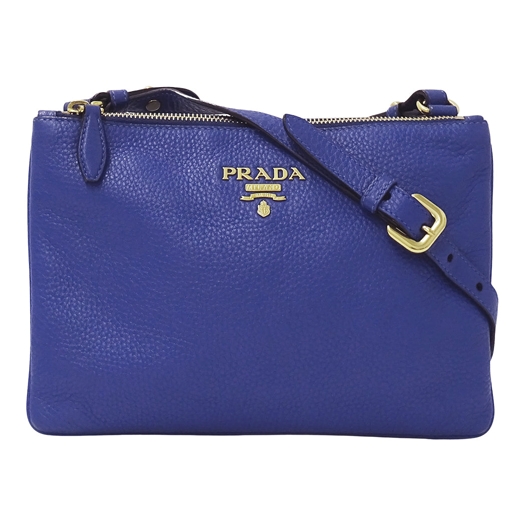 PRADA プラダ ショルダーバッグ ブルー レザー レディース 【中古】