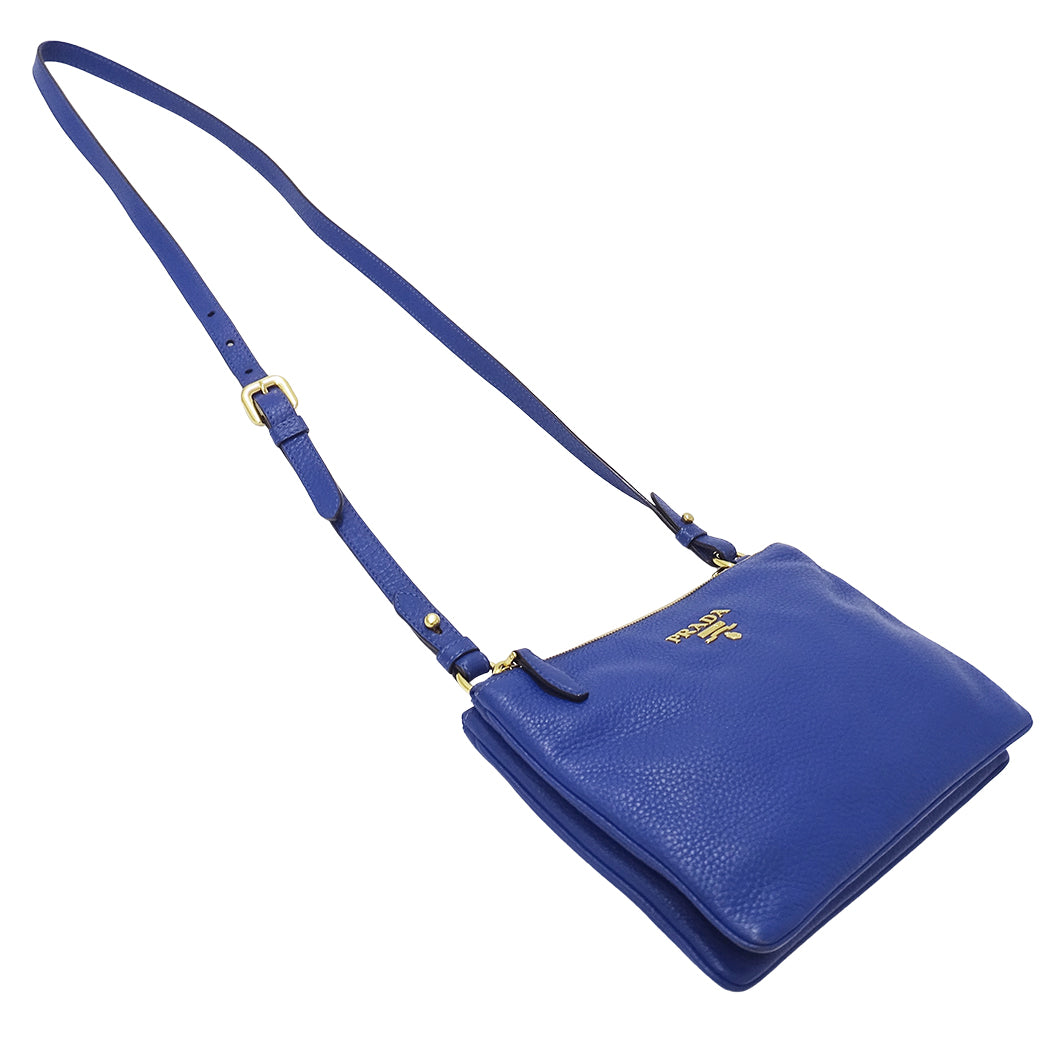 PRADA プラダ ショルダーバッグ ブルー レザー レディース 【中古】