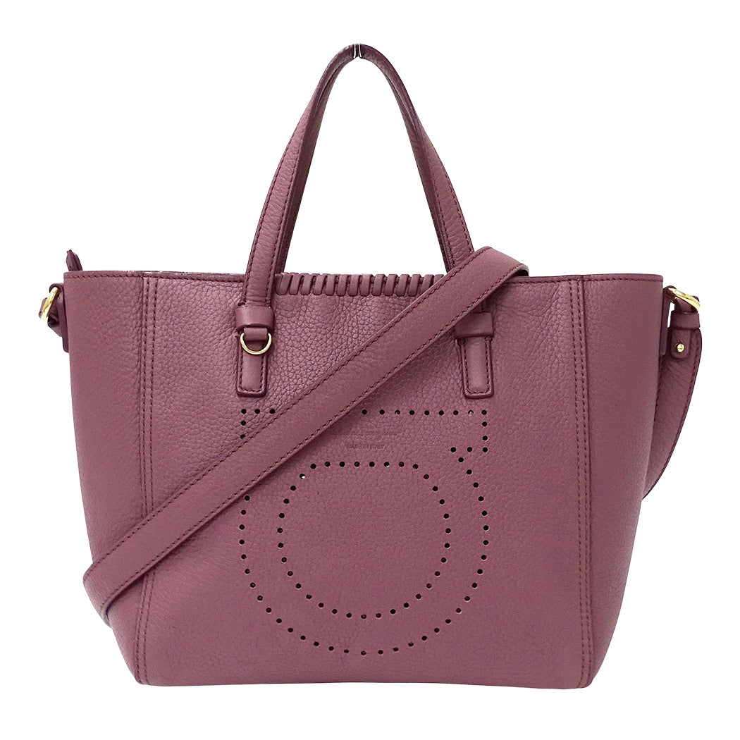 Ferragamo フェラガモ マルタ 2wayバッグ パープル ピンク GG-21G715 レザー レディース 【中古】
