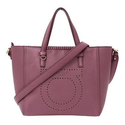 Ferragamo フェラガモ マルタ 2wayバッグ パープル ピンク GG-21G715 レザー レディース 【中古】