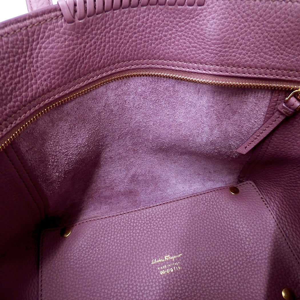 Ferragamo フェラガモ マルタ 2wayバッグ パープル ピンク GG-21G715 レザー レディース 【中古】