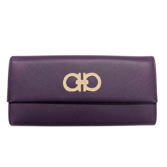 Ferragamo フェラガモ 長財布 パープル レザー レディース 【中古】