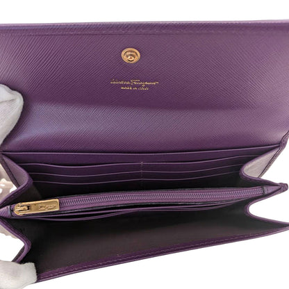 Ferragamo フェラガモ 長財布 パープル レザー レディース 【中古】