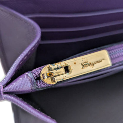 Ferragamo フェラガモ 長財布 パープル レザー レディース 【中古】