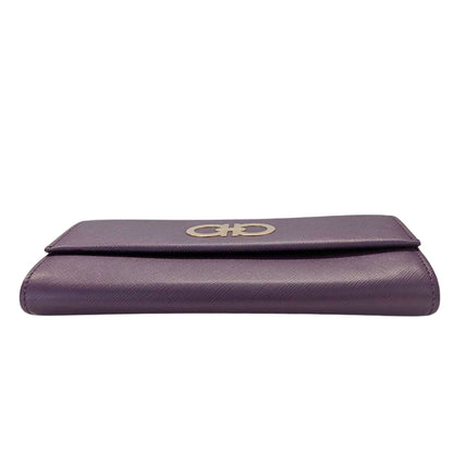 Ferragamo フェラガモ 長財布 パープル レザー レディース 【中古】