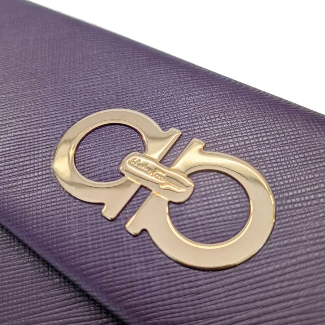 Ferragamo フェラガモ 長財布 パープル レザー レディース 【中古】