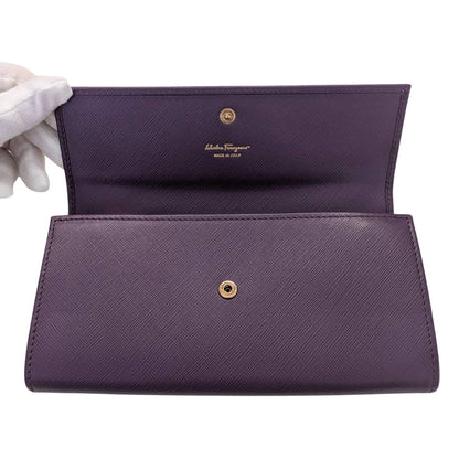 Ferragamo フェラガモ 長財布 パープル レザー レディース 【中古】