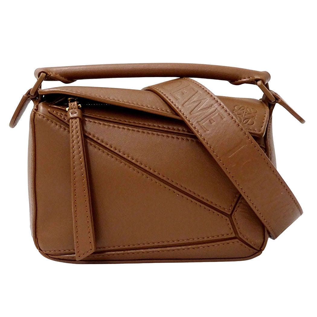 LOEWE ロエベ パズルバッグ ミニ 2wayバッグ ブラウン レザー レディース 【中古】