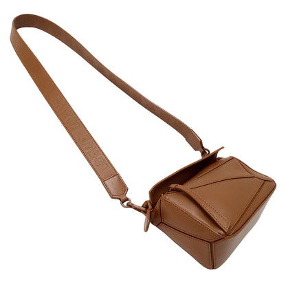 LOEWE ロエベ パズルバッグ ミニ 2wayバッグ ブラウン レザー レディース 【中古】