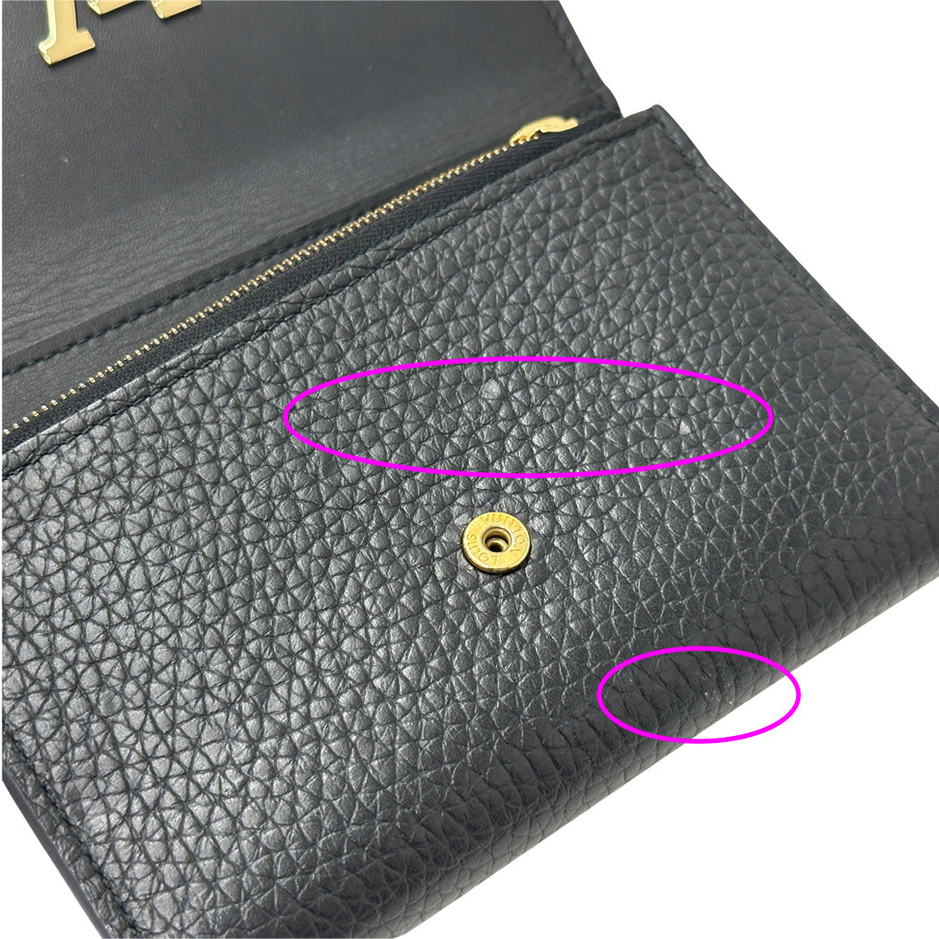 LOUIS VUITTON ルイ・ヴィトン ポルトフォイユ・カプーシーヌコンパクト 三つ折り財布 ノワール M82764 【中古】