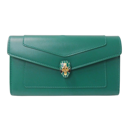 BVLGARI ブルガリ セルペンティ フォーエバー ラージウォレット 長財布 グリーン 294607 カーフ レディース 【中古】