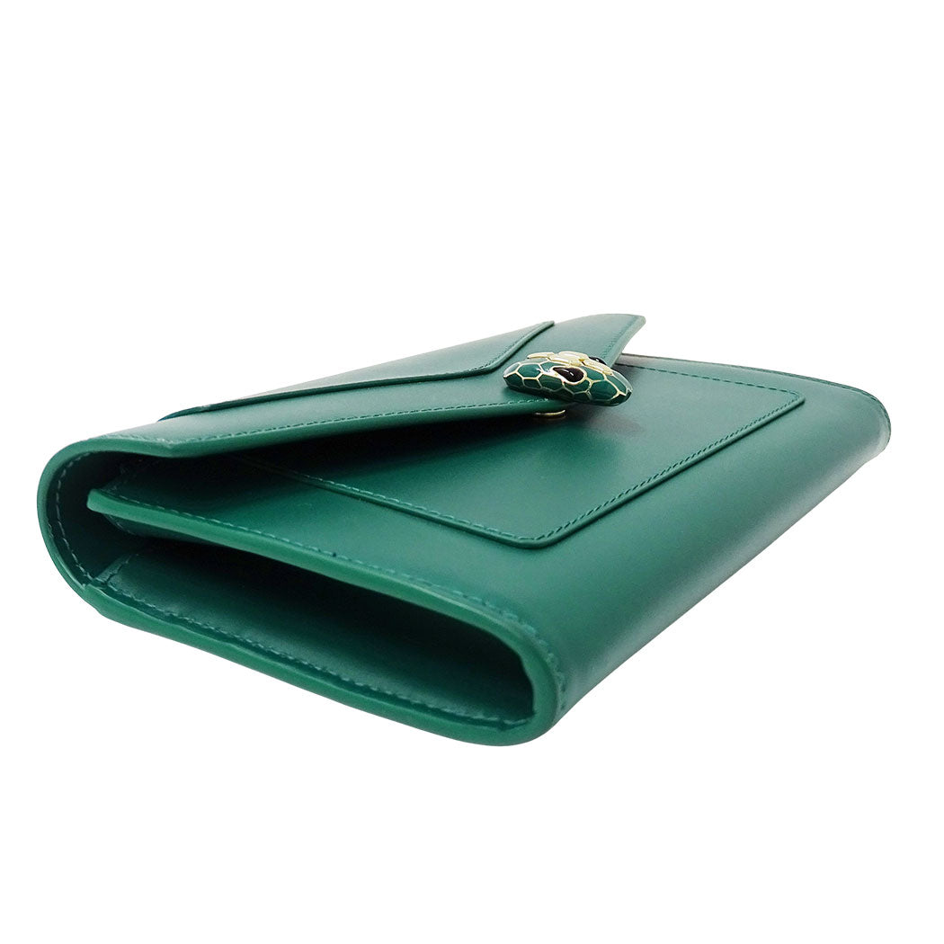 BVLGARI ブルガリ セルペンティ フォーエバー ラージウォレット 長財布 グリーン 294607 カーフ レディース 【中古】