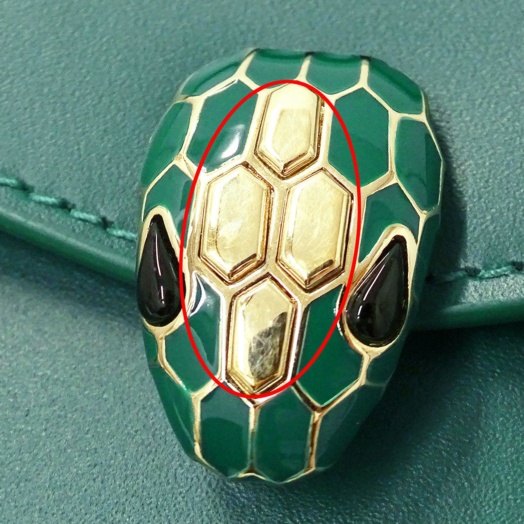 BVLGARI ブルガリ セルペンティ フォーエバー ラージウォレット 長財布 グリーン 294607 カーフ レディース 【中古】