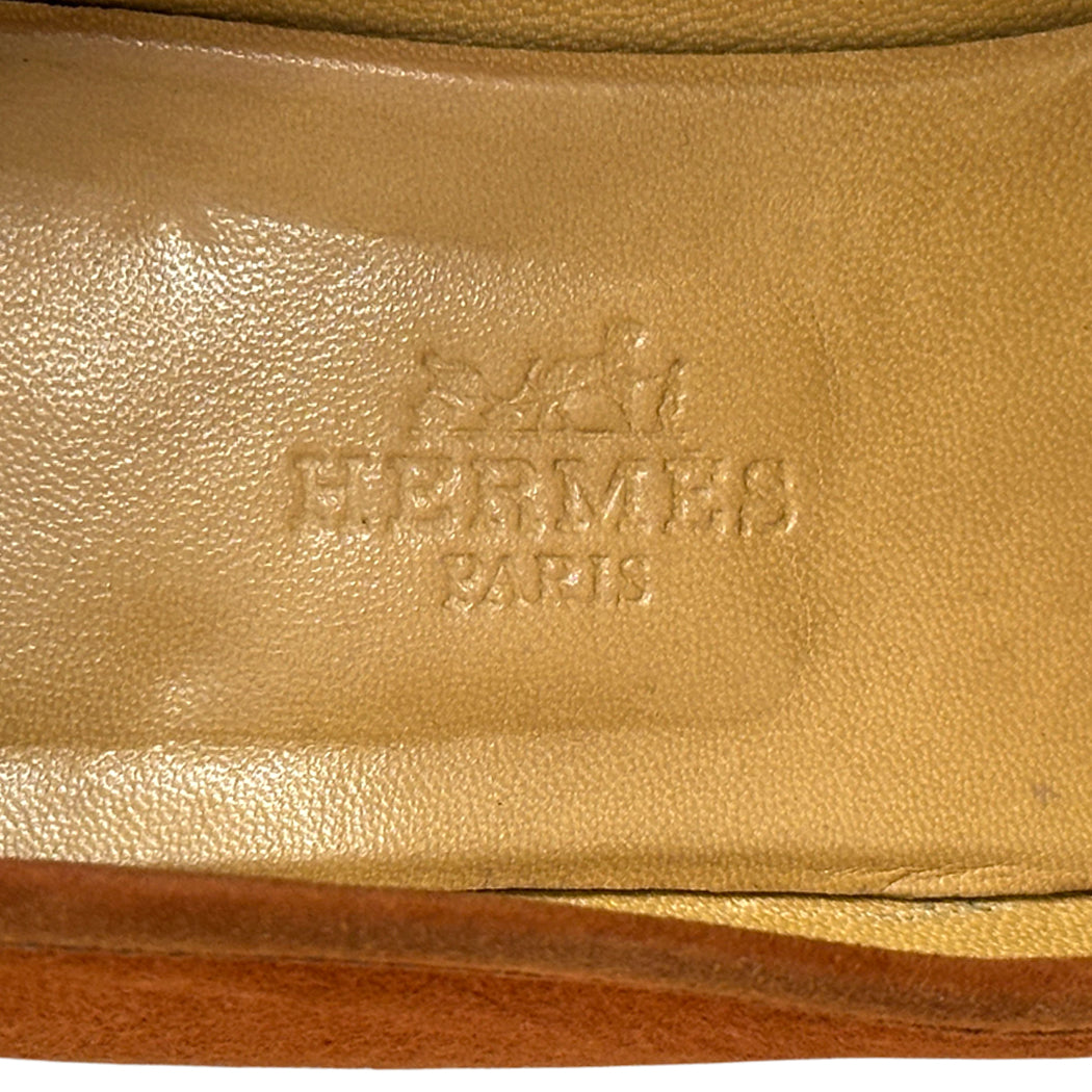 HERMES エルメス ローファー コンスタンス ブラウン シルバー金具 レディース 35 1/2 22.5cm 【中古】