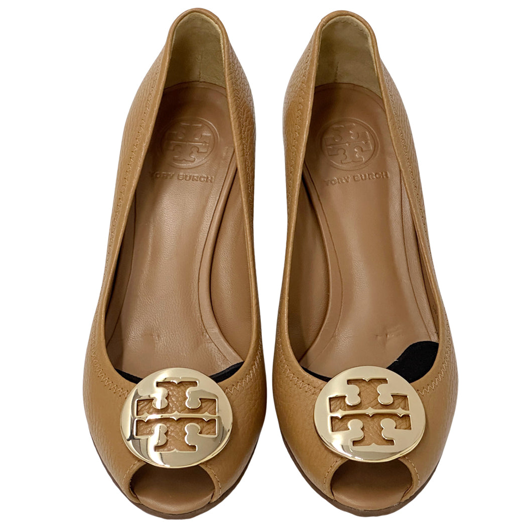 Tory Burch トリーバーチ パンプス ブラウン ゴールド レザー レディース 7M 24cm 【中古】