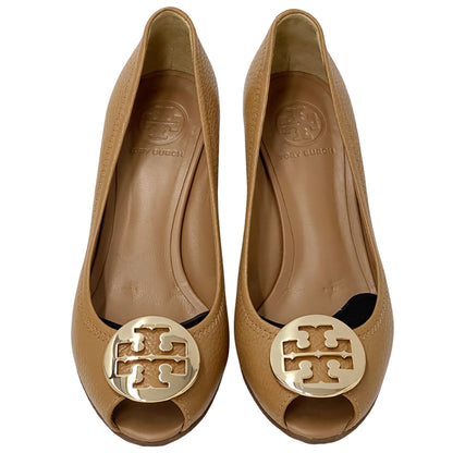 Tory Burch トリーバーチ パンプス ブラウン ゴールド レザー レディース 7M 24cm 【中古】