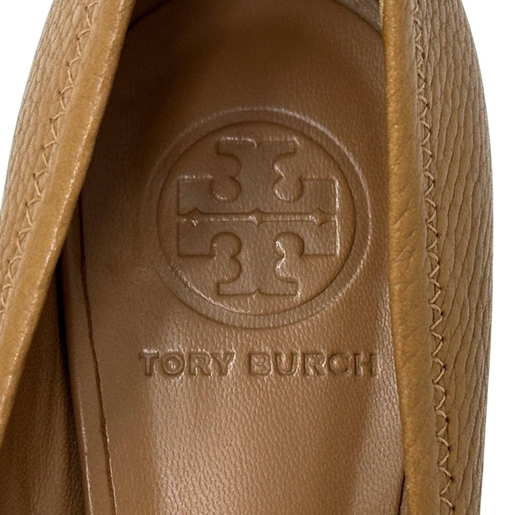 Tory Burch トリーバーチ パンプス ブラウン ゴールド レザー レディース 7M 24cm 【中古】
