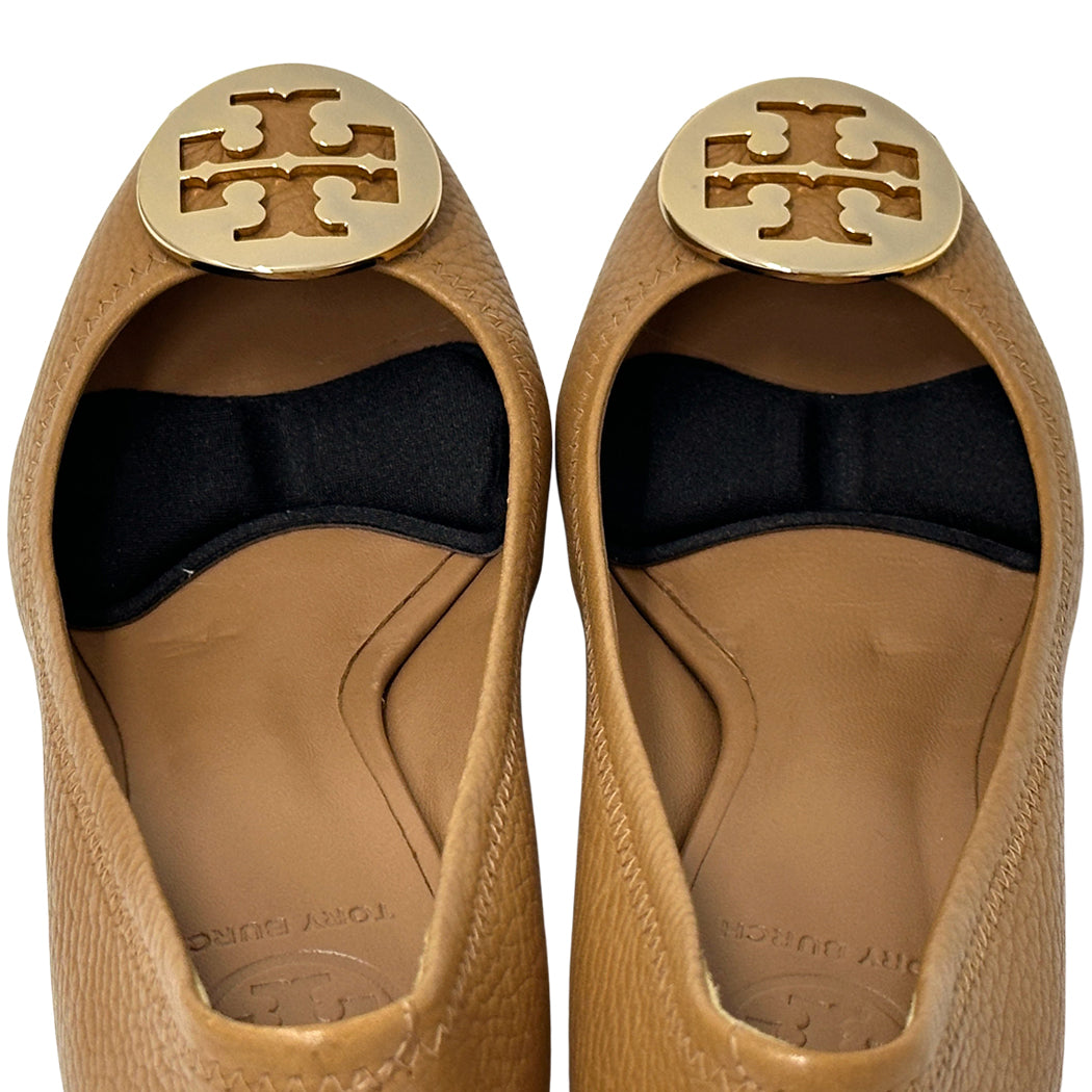 Tory Burch トリーバーチ パンプス ブラウン ゴールド レザー レディース 7M 24cm 【中古】