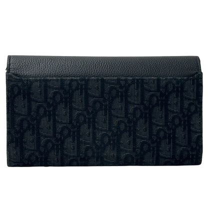 Dior ディオール 長財布 サドル ロング フラップ ブラック キャンバス レディース メンズ 【中古】