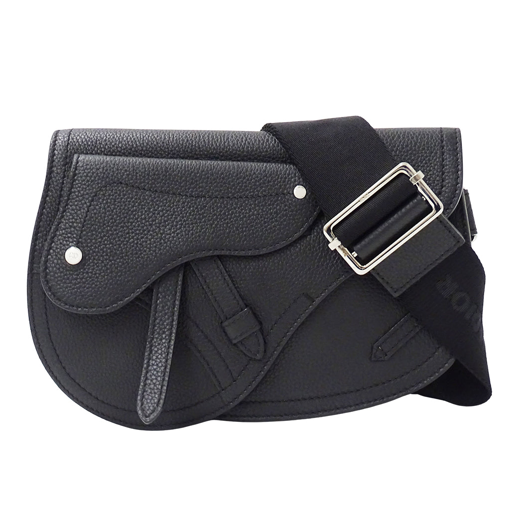 Dior ディオール サドルバッグ ショルダーバッグ ブラック レザー メンズ 【中古】