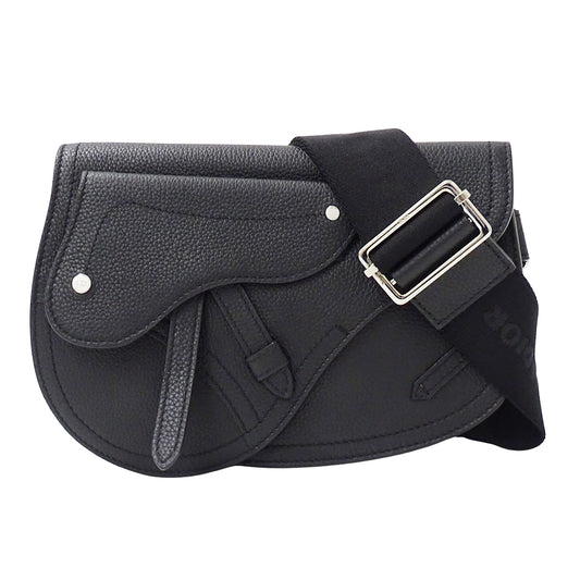 Dior ディオール サドルバッグ ショルダーバッグ ブラック レザー メンズ 【中古】